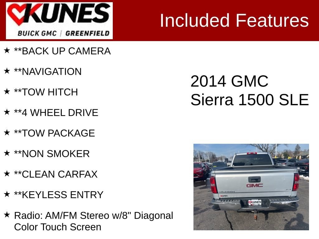 Used 2014 GMC Sierra 1500 SLE with VIN 3GTU2UEC6EG122838 for sale in Greenfield, WI