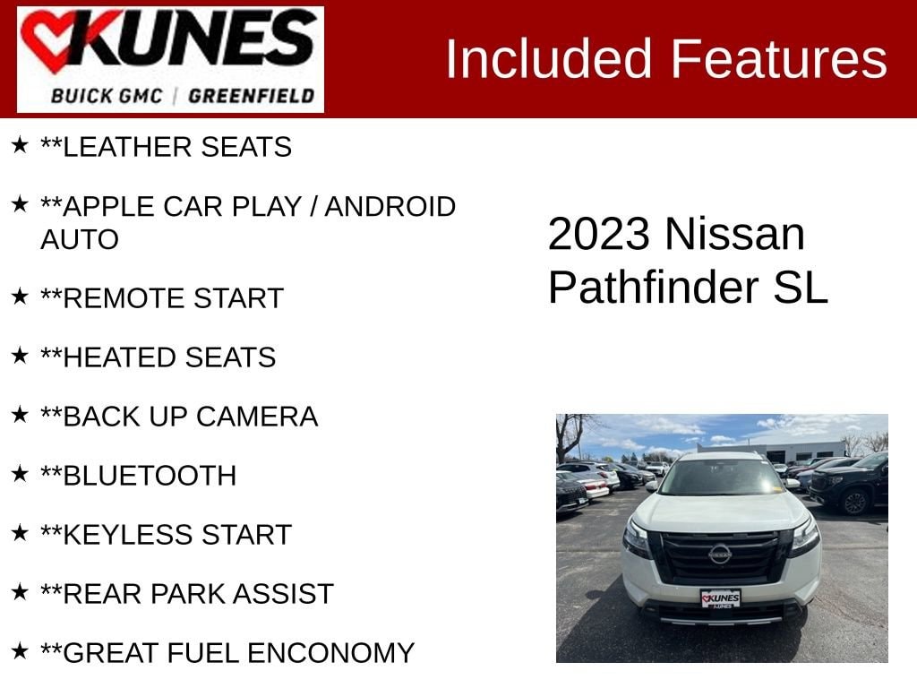 Used 2023 Nissan Pathfinder SL with VIN 5N1DR3CA8PC216809 for sale in Greenfield, WI