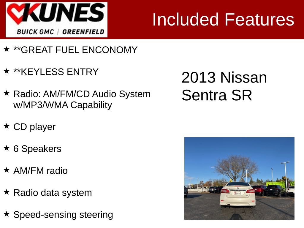 Used 2013 Nissan Sentra SR with VIN 3N1AB7AP5DL794637 for sale in Greenfield, WI