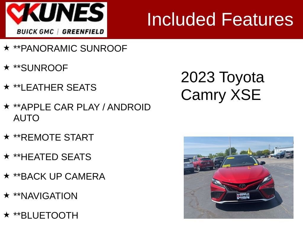 Used 2023 Toyota Camry XSE with VIN 4T1KZ1AK2PU080856 for sale in Greenfield, WI