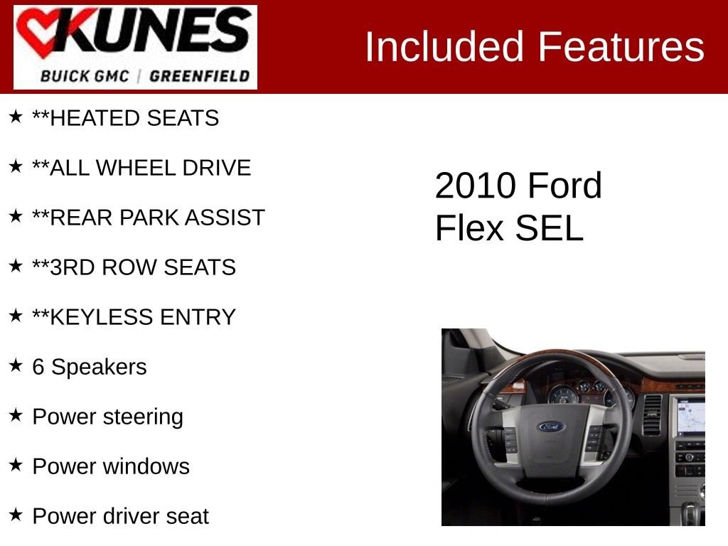 Used 2010 Ford Flex SEL with VIN 2FMHK6CC8ABD02119 for sale in Greenfield, WI