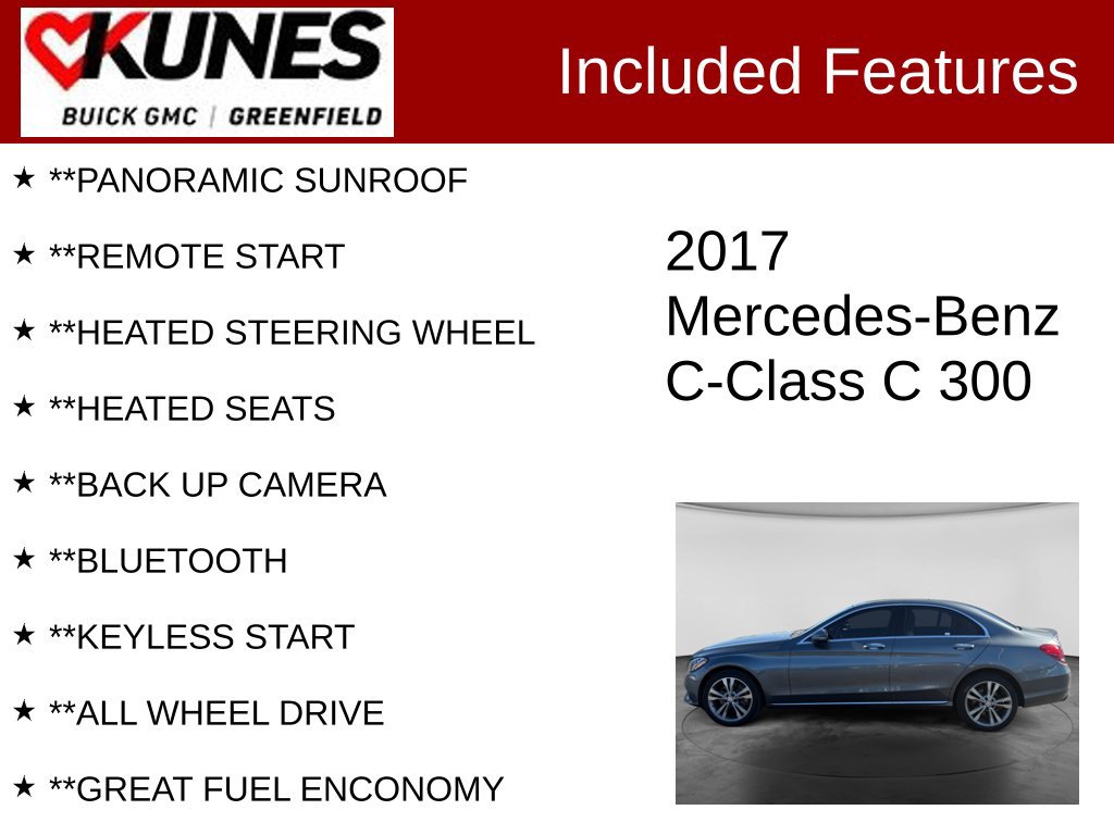 Used 2017 Mercedes-Benz C-Class C300 with VIN WDDWF4KB0HR281891 for sale in Greenfield, WI