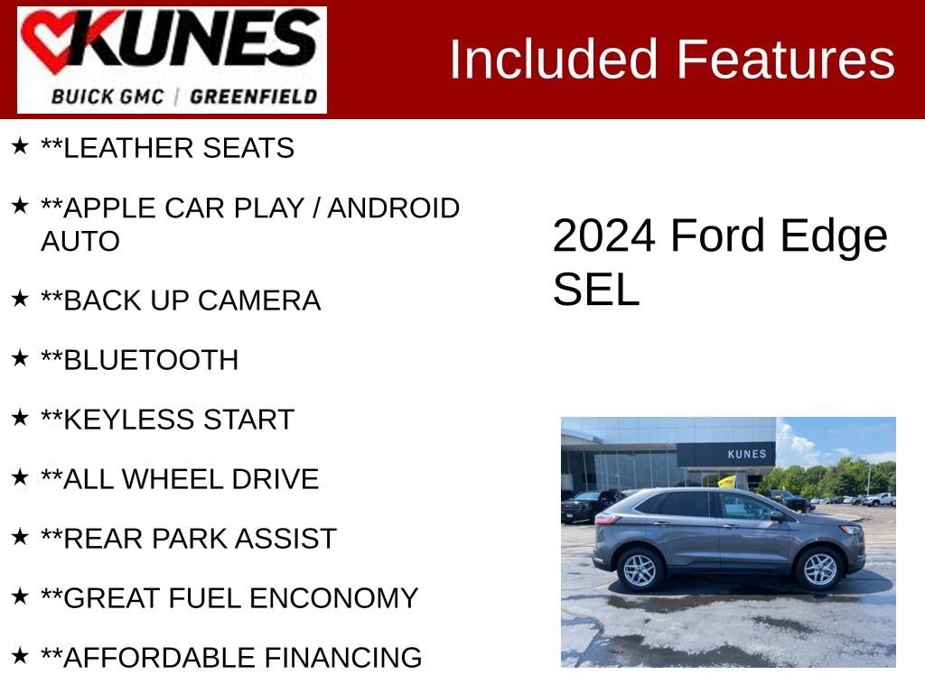 Used 2024 Ford Edge SEL with VIN 2FMPK4J9XRBA71405 for sale in Greenfield, WI