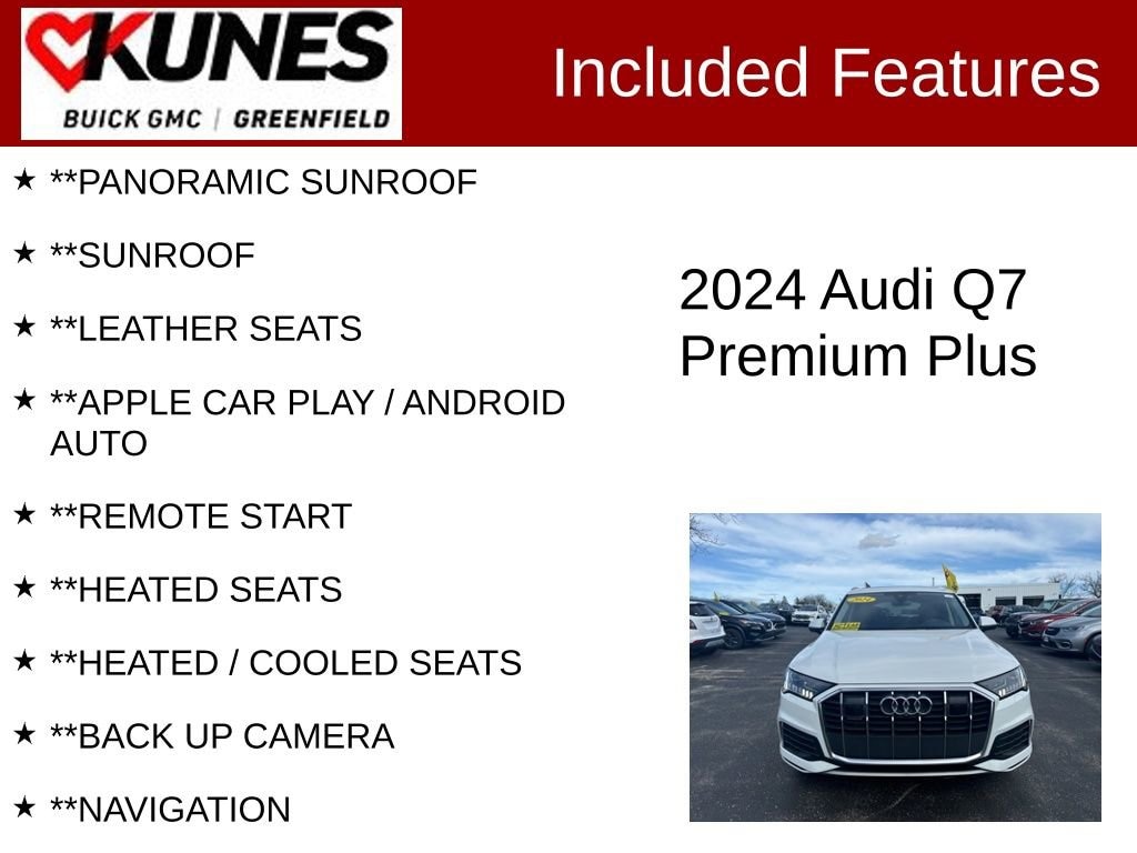 Used 2024 Audi Q7 Premium Plus with VIN WA1LCBF70RD005820 for sale in Greenfield, WI