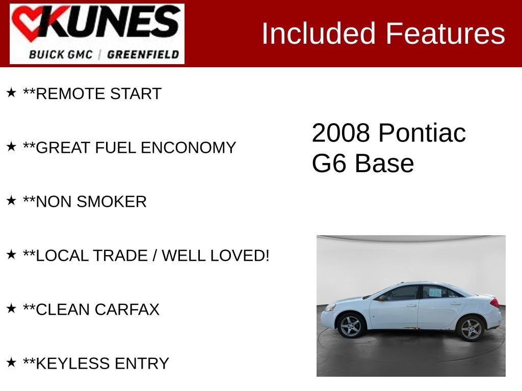 Used 2008 Pontiac G6 G6 with VIN 1G2ZG57N984200918 for sale in Greenfield, WI
