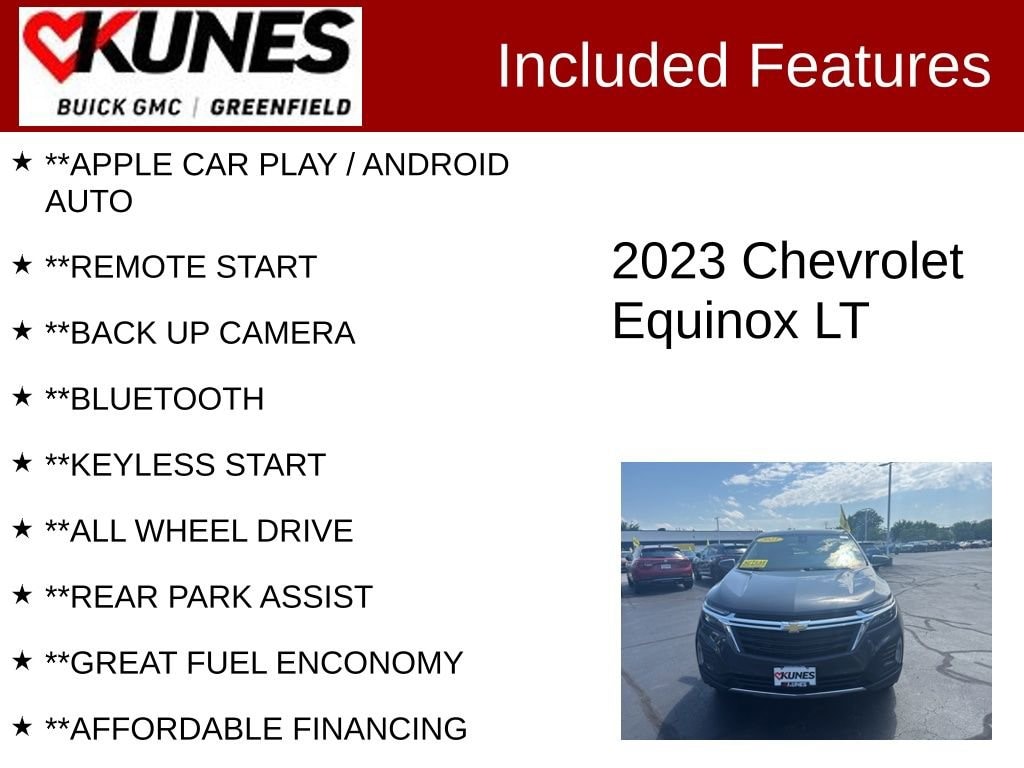 Used 2023 Chevrolet Equinox LT with VIN 3GNAXUEG2PS189032 for sale in Greenfield, WI