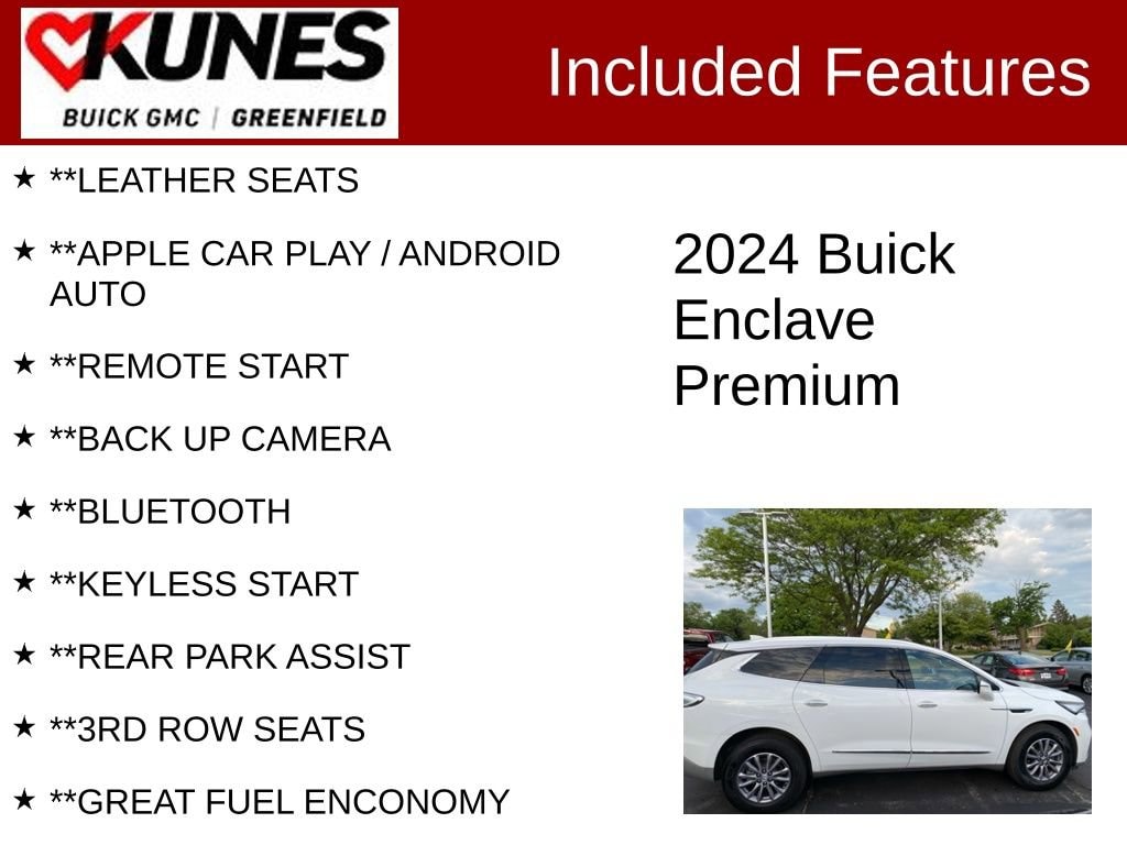 Used 2024 Buick Enclave Premium with VIN 5GAERCKW7RJ116674 for sale in Greenfield, WI