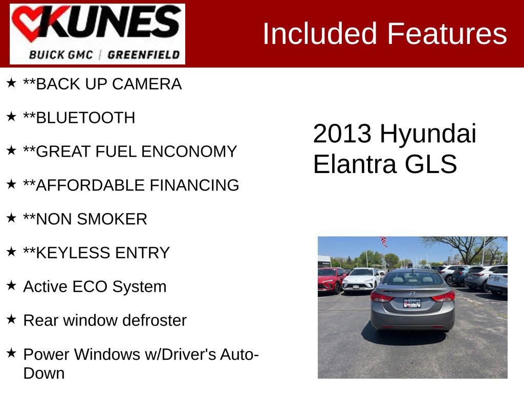Used 2013 Hyundai Elantra GLS with VIN 5NPDH4AE7DH250971 for sale in Greenfield, WI