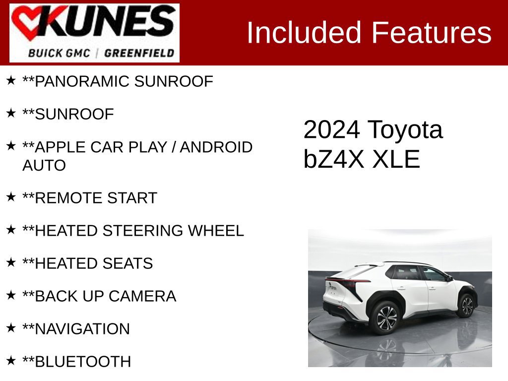Used 2024 Toyota bZ4X XLE with VIN JTMABACA3RA067353 for sale in Greenfield, WI