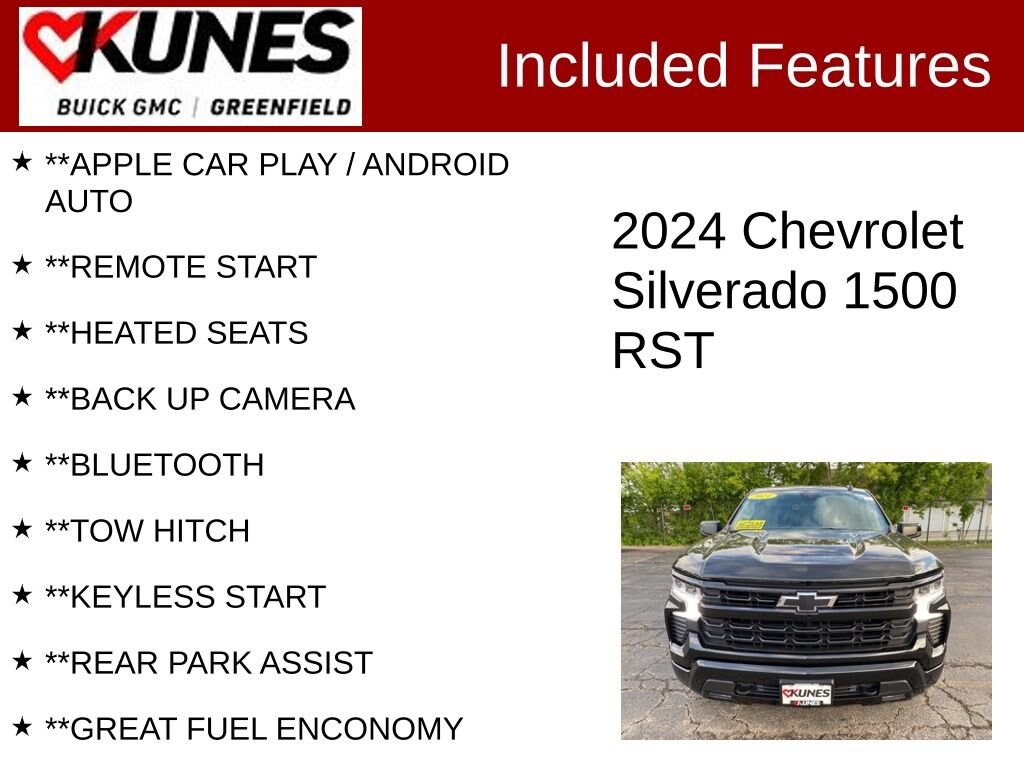 Used 2024 Chevrolet Silverado 1500 RST with VIN 1GCRDEED4RZ391201 for sale in Greenfield, WI