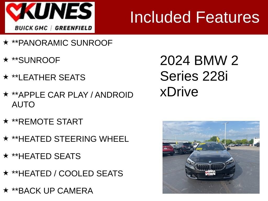 Used 2024 BMW 2 Series 228i with VIN WBA73AK02R7R05043 for sale in Greenfield, WI