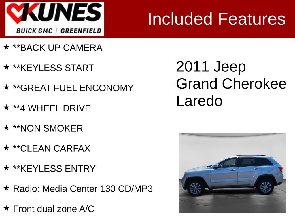 Used 2011 Jeep Grand Cherokee Laredo with VIN 1J4RR4GG7BC534860 for sale in Greenfield, WI