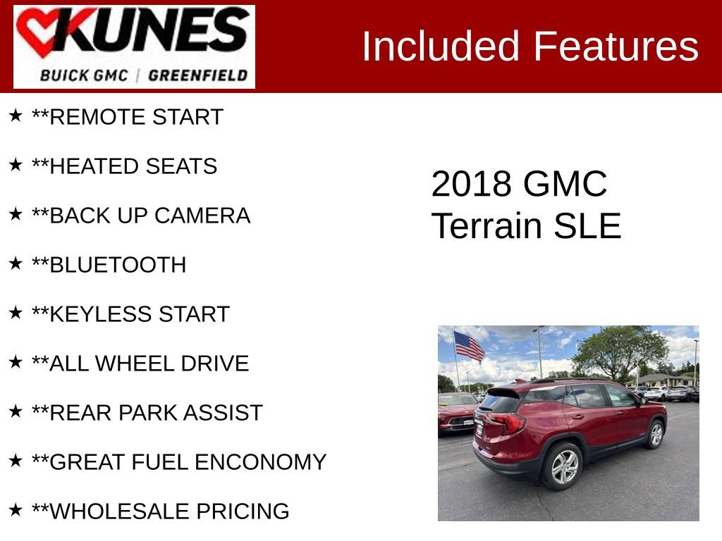 Used 2018 GMC Terrain SLE with VIN 3GKALTEV2JL299081 for sale in Greenfield, WI