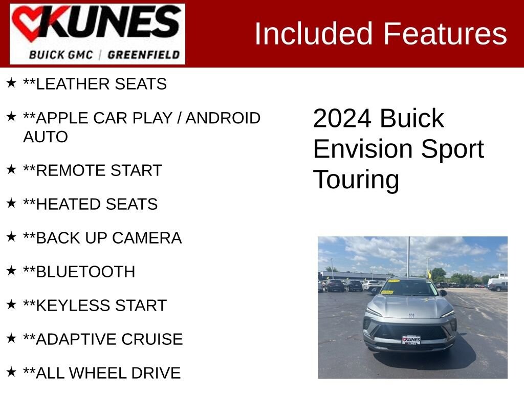 Used 2024 Buick Envision Sport Touring with VIN LRBFZPE43RD015777 for sale in Greenfield, WI