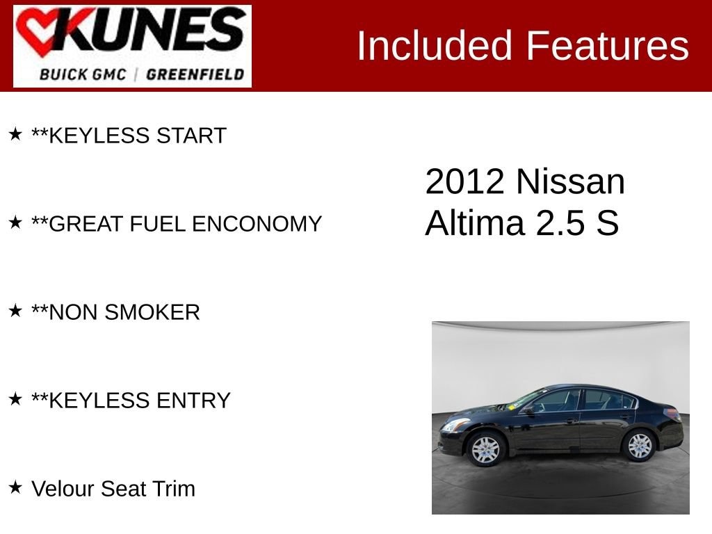 Used 2012 Nissan Altima S with VIN 1N4AL2AP8CC177567 for sale in Greenfield, WI