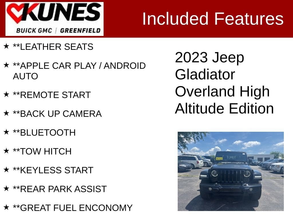 Used 2023 Jeep Gladiator High Altitude with VIN 1C6HJTFG7PL552763 for sale in Greenfield, WI