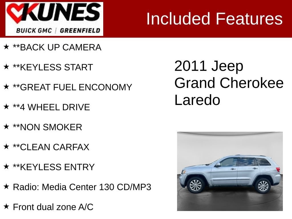 Used 2011 Jeep Grand Cherokee Laredo with VIN 1J4RR4GG7BC534860 for sale in Greenfield, WI