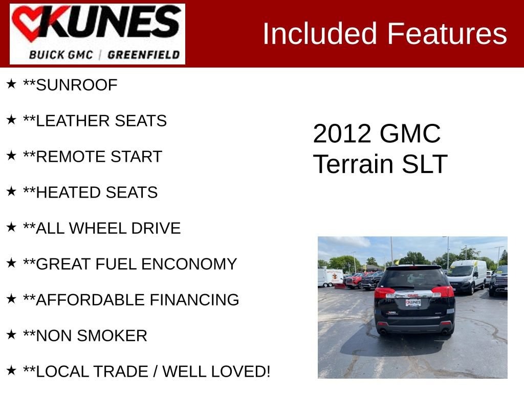 Used 2012 GMC Terrain SLT-1 with VIN 2GKFLVE53C6333103 for sale in Greenfield, WI