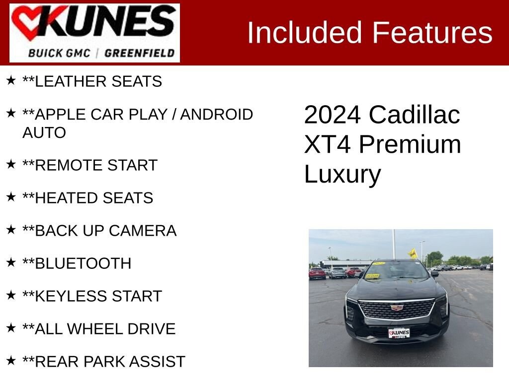 Used 2024 Cadillac XT4 Premium Luxury with VIN 1GYFZDR49RF135074 for sale in Greenfield, WI
