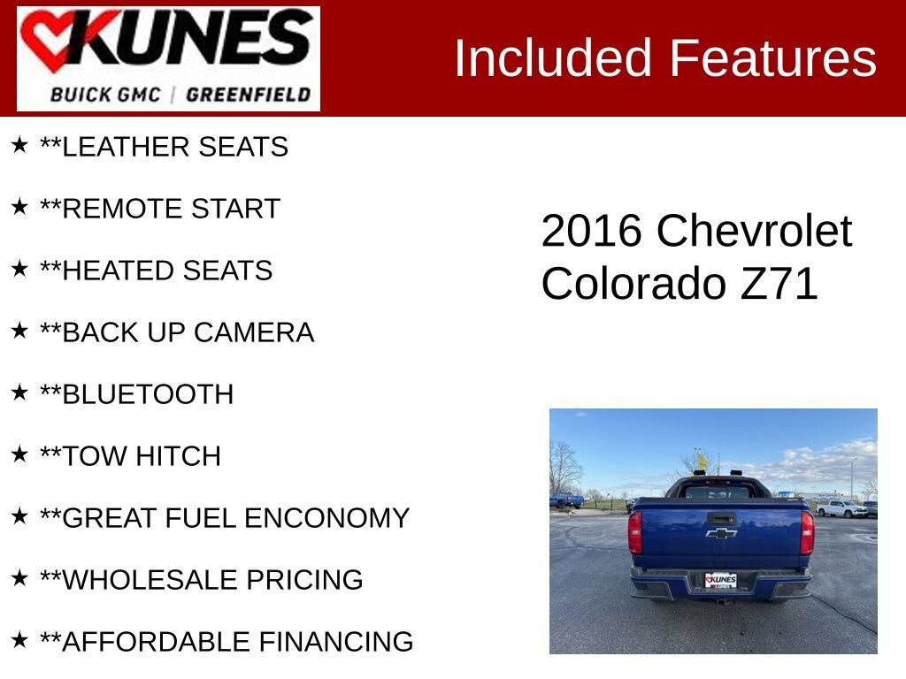 Used 2016 Chevrolet Colorado 4WD Z71 Truck