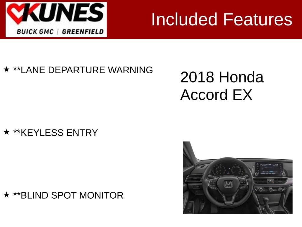 Used 2018 Honda Accord Sedan EX 1.5T