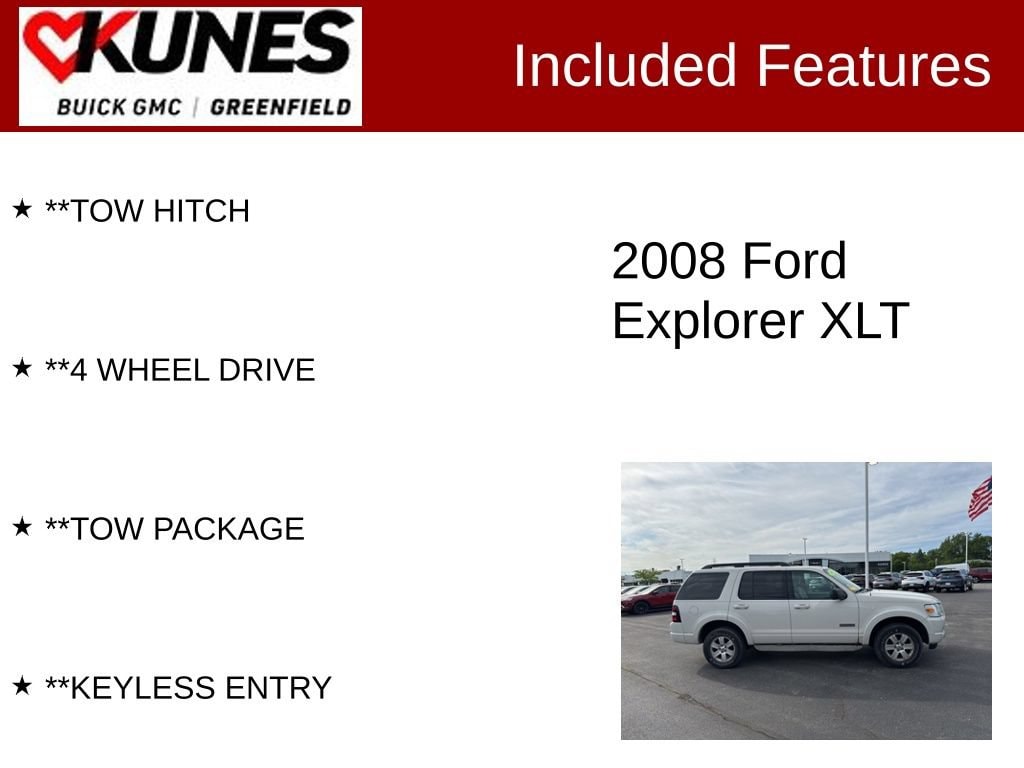 Used 2008 Ford Explorer XLT with VIN 1FMEU73E88UA03822 for sale in Greenfield, WI