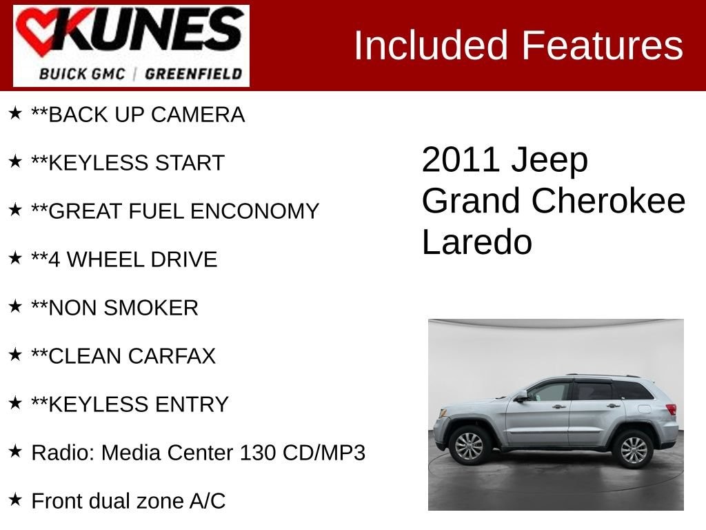 Used 2011 Jeep Grand Cherokee Laredo with VIN 1J4RR4GG7BC534860 for sale in Greenfield, WI
