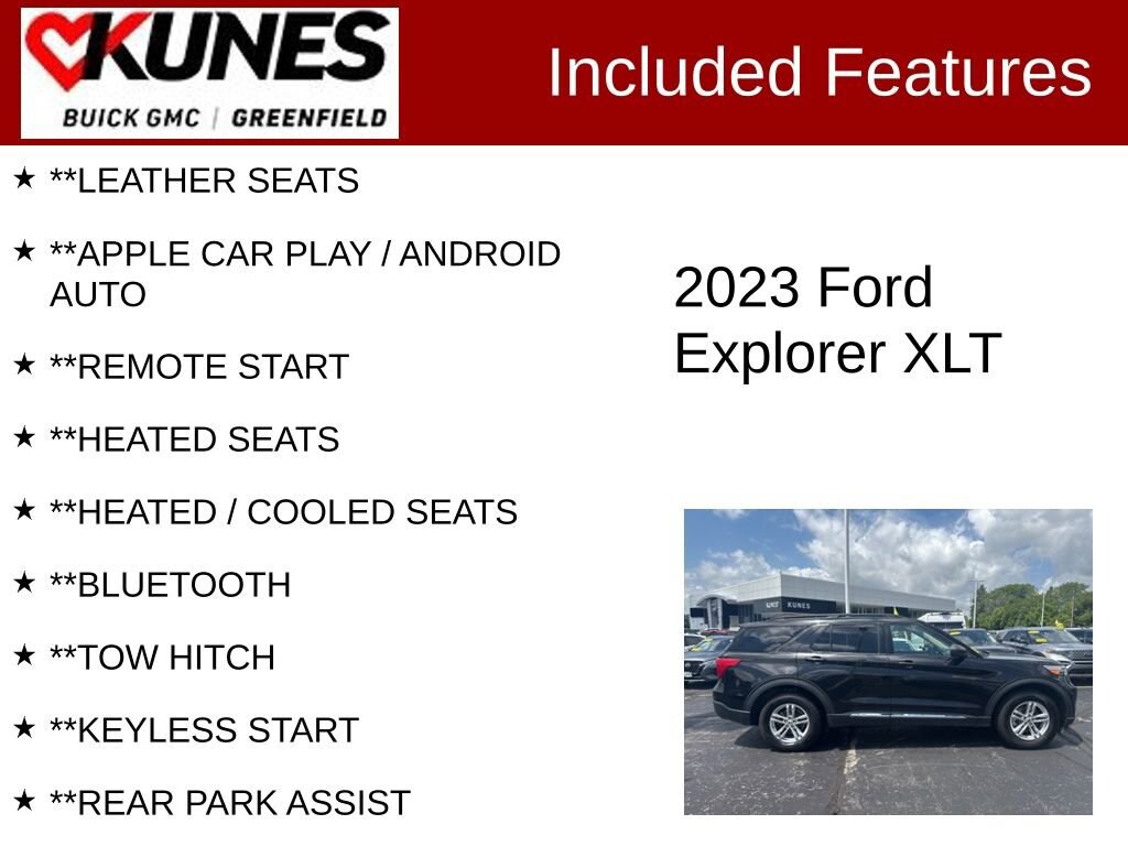 Used 2023 Ford Explorer XLT with VIN 1FMSK8DHXPGA60690 for sale in Greenfield, WI