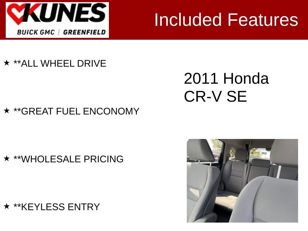 Used 2011 Honda CR-V SE with VIN 5J6RE4H41BL069864 for sale in Greenfield, WI