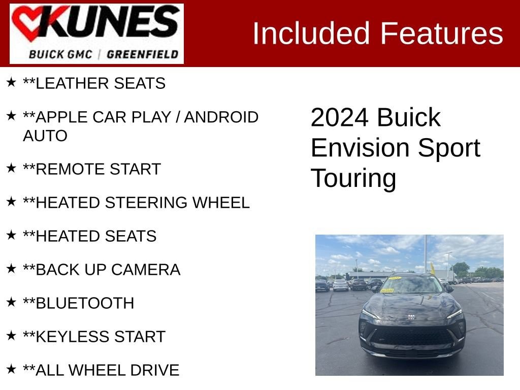 Used 2024 Buick Envision Sport Touring with VIN LRBFZPE44RD018672 for sale in Greenfield, WI