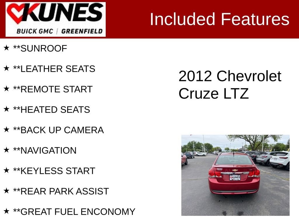 Used 2012 Chevrolet Cruze LTZ with VIN 1G1PH5SC1C7120177 for sale in Greenfield, WI