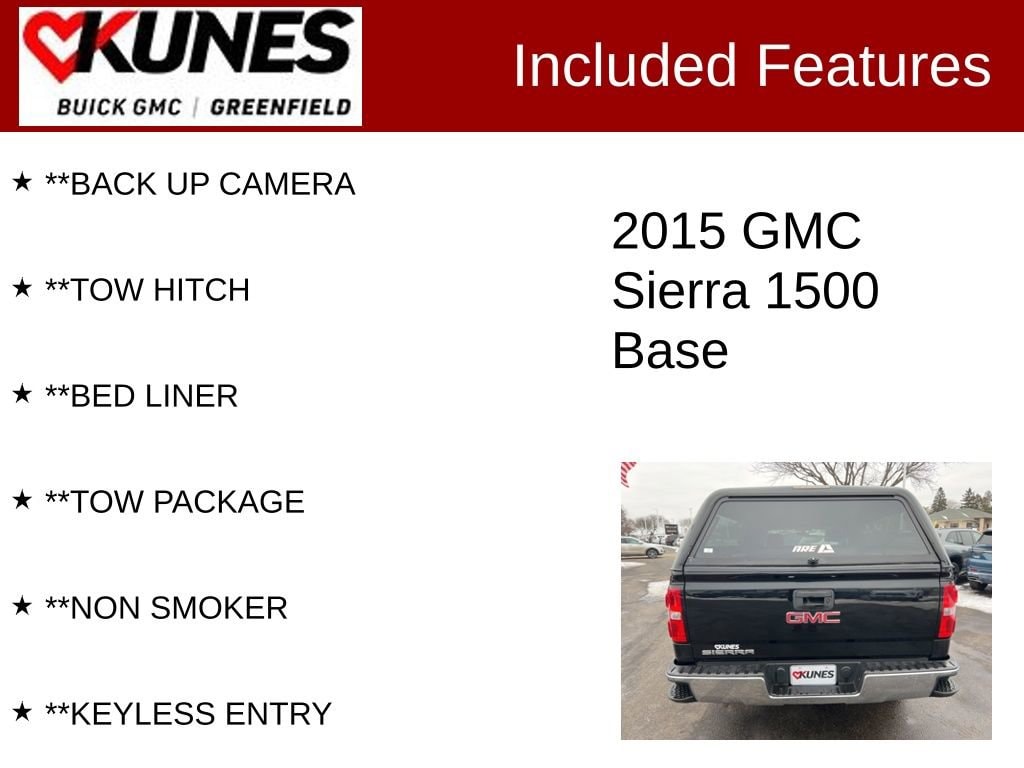 Used 2015 GMC Sierra 1500 1SA with VIN 1GTN1TEH8FZ350709 for sale in Greenfield, WI