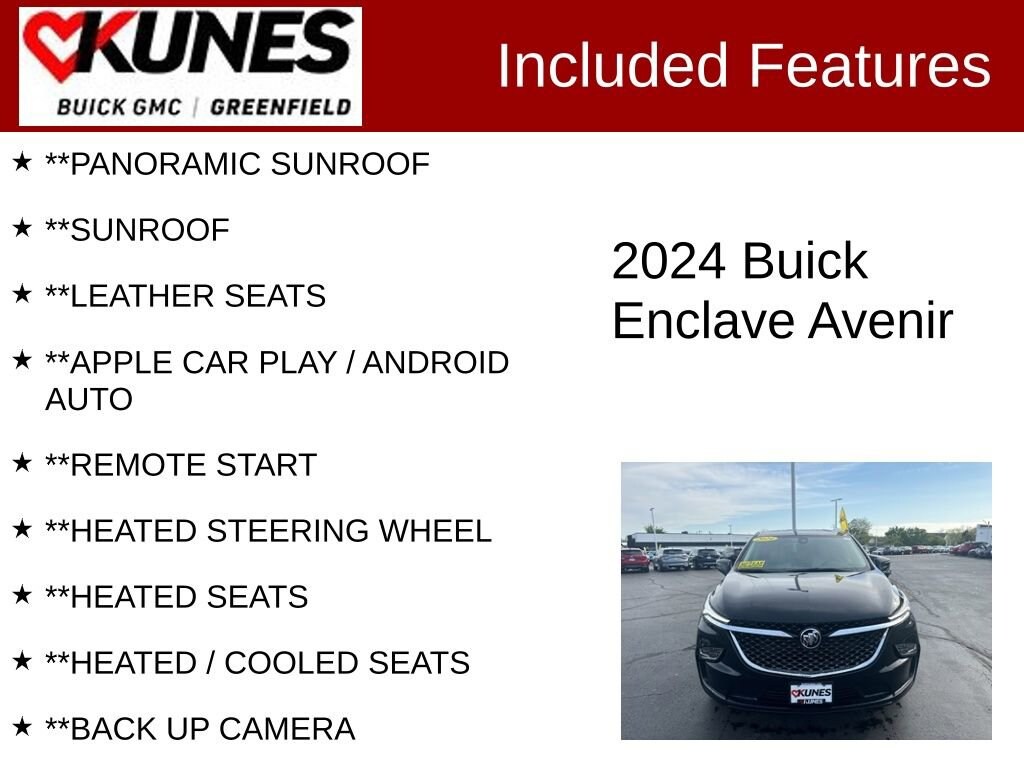 Used 2024 Buick Enclave Avenir with VIN 5GAEVCKW8RJ113570 for sale in Greenfield, WI