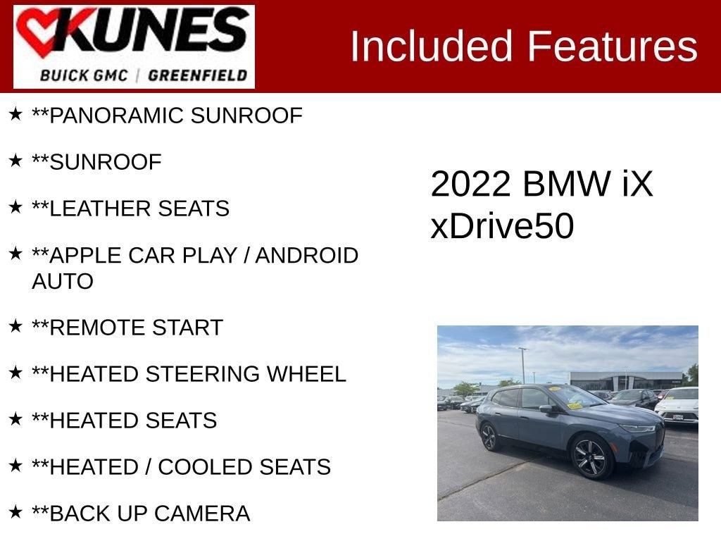 Used 2022 BMW iX Base with VIN WB523CF03NCK52092 for sale in Greenfield, WI