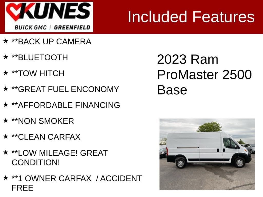 Used 2023 RAM ProMaster Cargo Van Base with VIN 3C6LRVDG2PE598947 for sale in Greenfield, WI