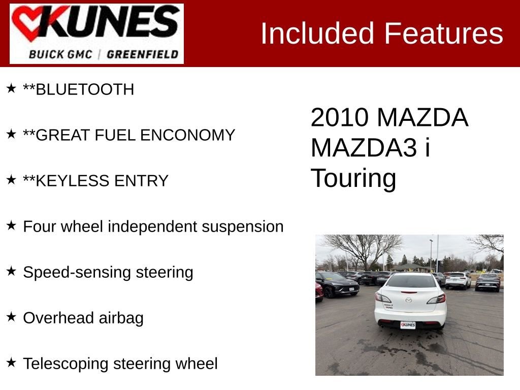 Used 2010 Mazda MAZDA3 i Touring with VIN JM1BL1SF3A1284341 for sale in Greenfield, WI