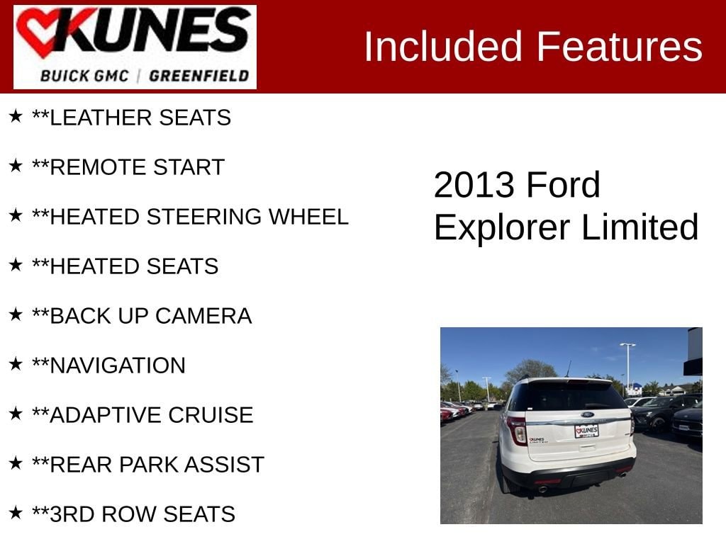 Used 2013 Ford Explorer Limited with VIN 1FM5K8F88DGB37935 for sale in Greenfield, WI