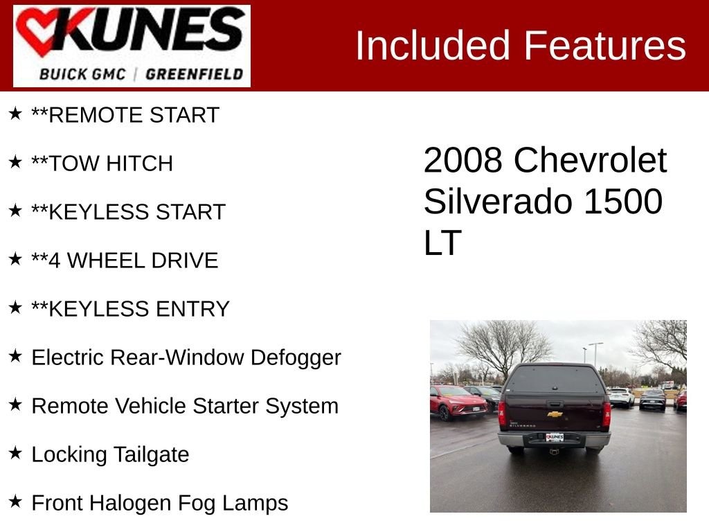Used 2008 Chevrolet Silverado 1500 1LT with VIN 2GCEK133981105129 for sale in Greenfield, WI