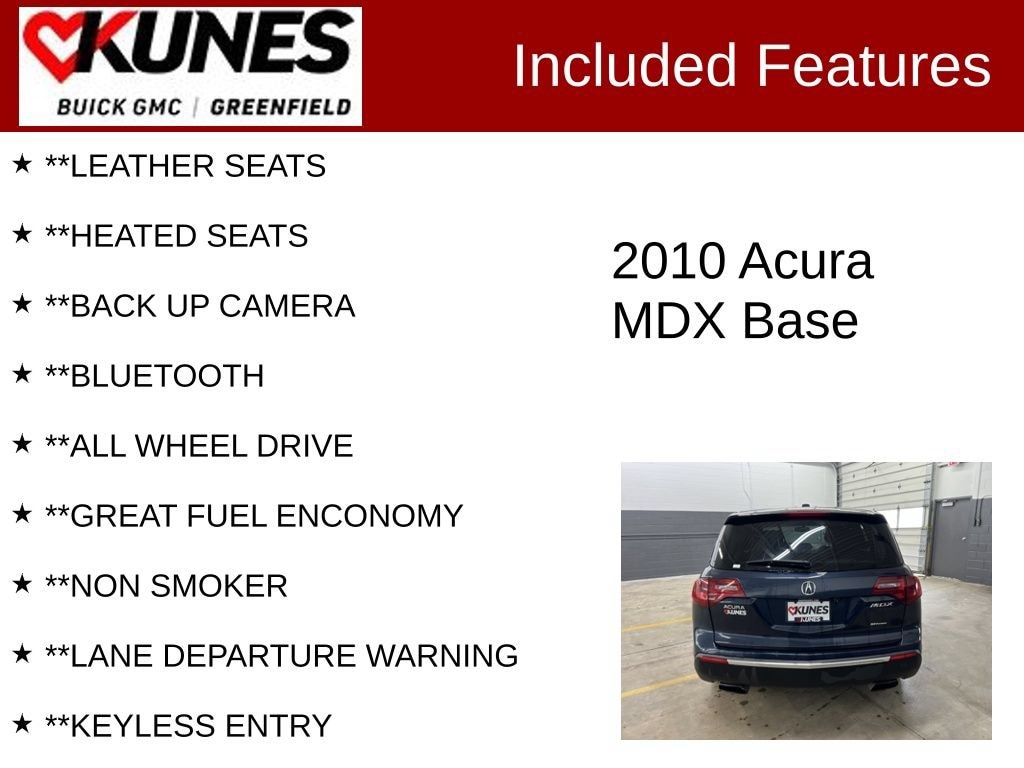 Used 2010 Acura MDX Technology & Entertainment Package with VIN 2HNYD2H49AH516679 for sale in Greenfield, WI
