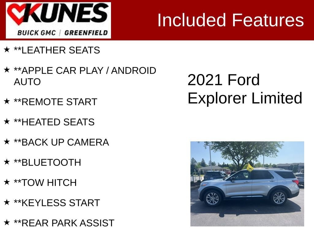 Used 2021 Ford Explorer Limited with VIN 1FMSK8FH5MGB50564 for sale in Greenfield, WI
