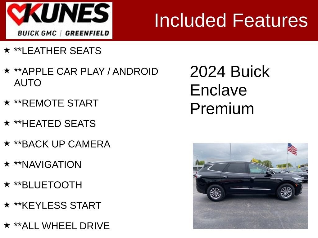 Used 2024 Buick Enclave Premium with VIN 5GAEVBKW1RJ130818 for sale in Greenfield, WI