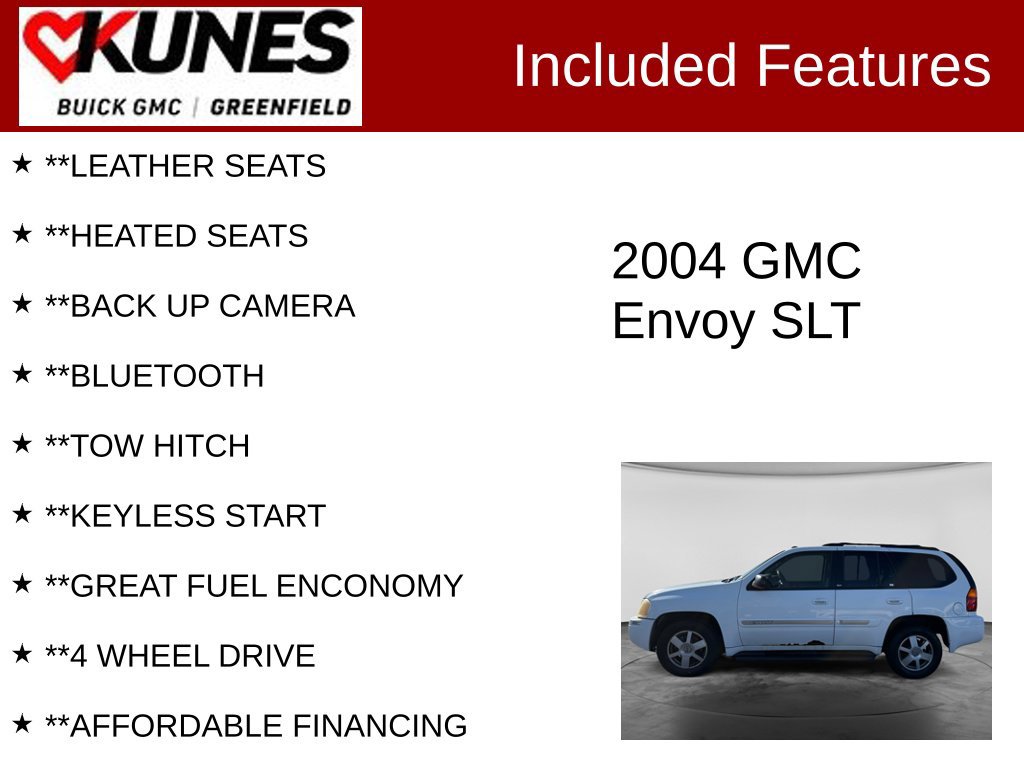 Used 2004 GMC Envoy SLT with VIN 1GKDT13SX42283291 for sale in Greenfield, WI