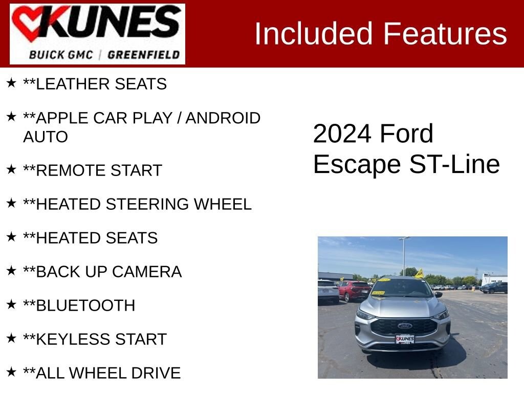 Used 2024 Ford Escape ST-Line with VIN 1FMCU9MN6RUA12506 for sale in Greenfield, WI