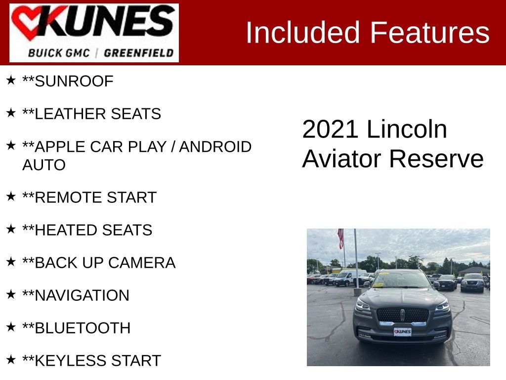 Used 2021 Lincoln Aviator Reserve with VIN 5LM5J7XC1MGL10160 for sale in Greenfield, WI