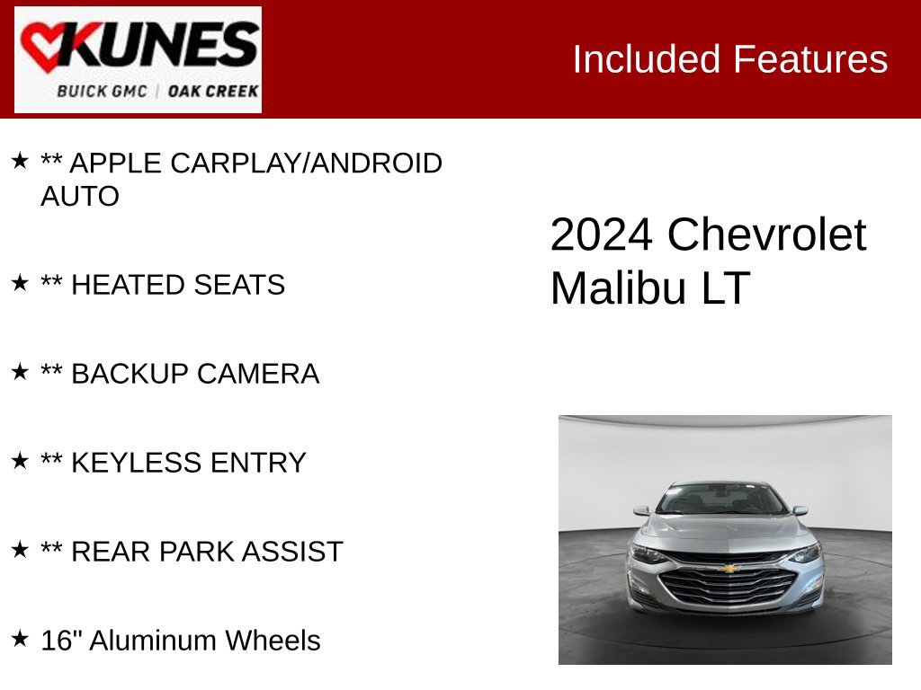 Used 2024 Chevrolet Malibu 1LT with VIN 1G1ZD5ST4RF131936 for sale in Oak Creek, WI