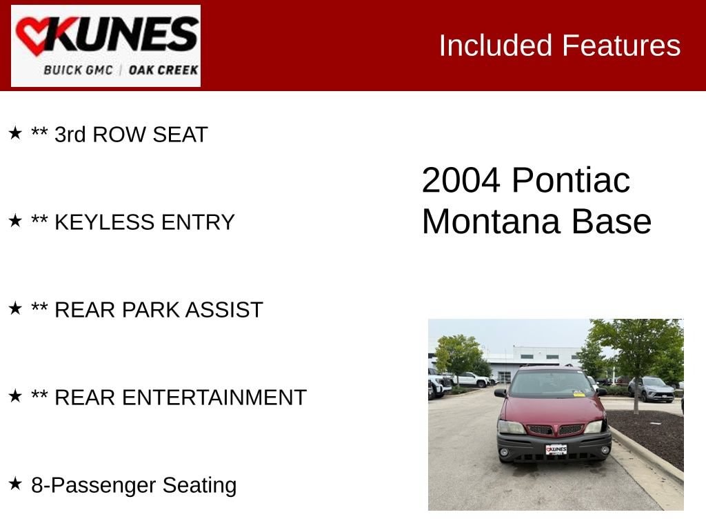 Used 2004 Pontiac Montana Base with VIN 1GMDX03E64D240832 for sale in Oak Creek, WI