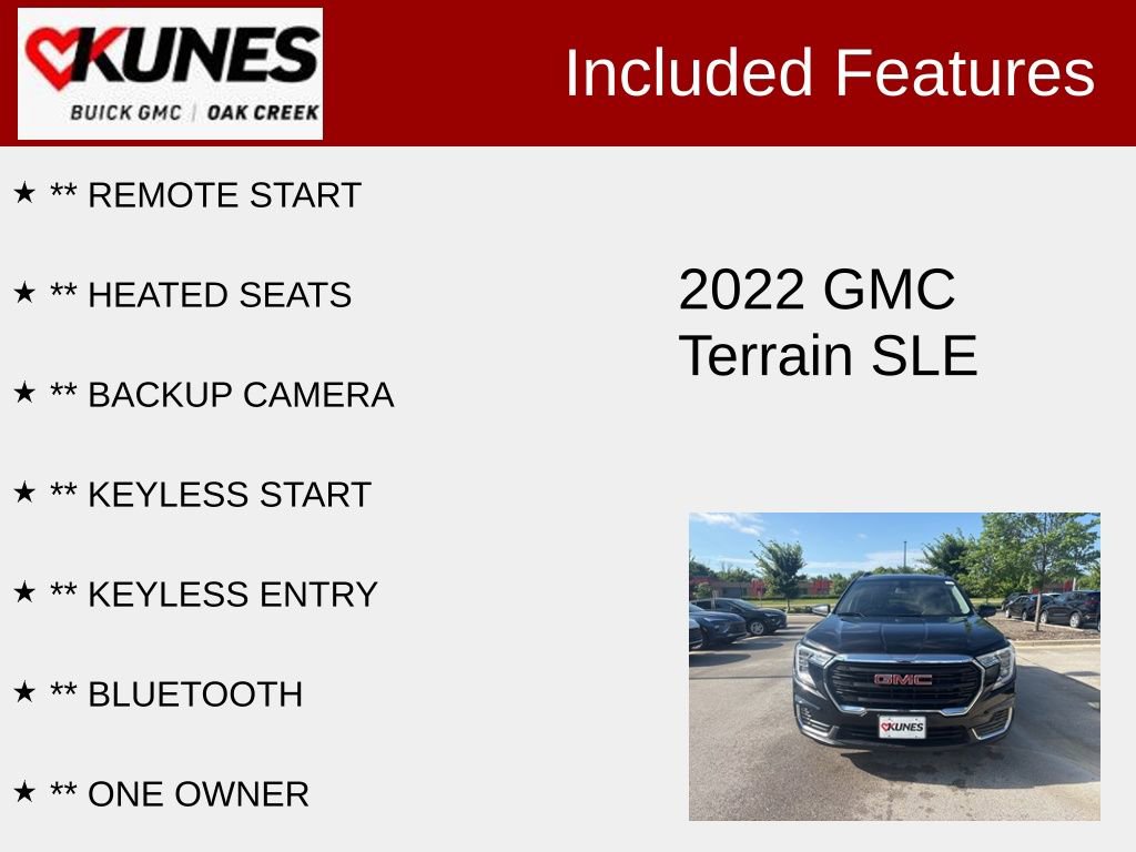 Used 2022 GMC Terrain SLE with VIN 3GKALTEV2NL297496 for sale in Oak Creek, WI