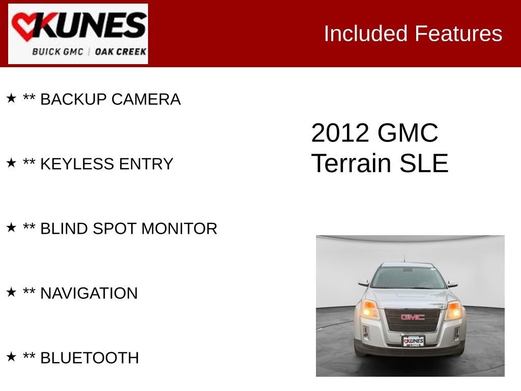 Used 2012 GMC Terrain SLE-1 with VIN 2GKALMEK3C6192091 for sale in Oak Creek, WI