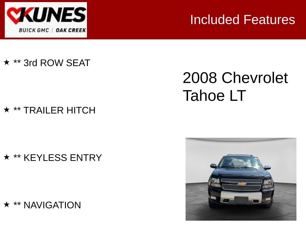 Used 2008 Chevrolet Tahoe LS with VIN 1GNFK13028R253504 for sale in Oak Creek, WI