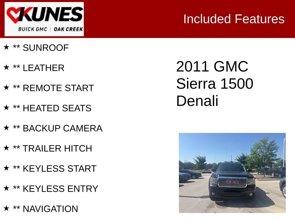 Used 2011 GMC Sierra 1500 Denali Denali with VIN 3GTP2XE24BG201376 for sale in Oak Creek, WI